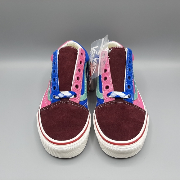New Vans Old Skool Frayed Laces Port Royale Marshmallow Pink Blue Burgundy Suede - Picture 5 of 10